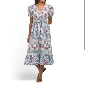 Celina Moon Size Small Midi Dress pink/blue and never worn